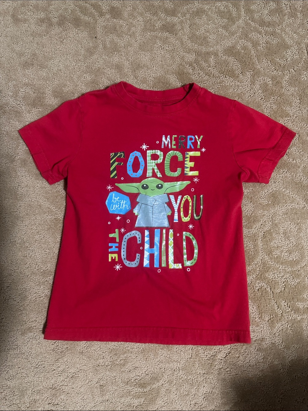Star Wars Red Kids 'Merry Force The Child' Graphic Tee